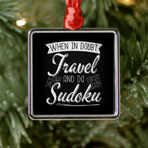 Wereldreiziger Sudoku Puzzel Lover Metalen Ornament