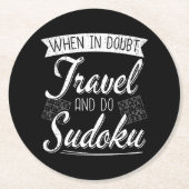 Wereldreiziger Sudoku Puzzel Lover Ronde Kartonnen Onderzetter (Voorkant)
