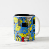 Wereldreiziger Tweekleurige Koffiemok (Voorkant rechts)