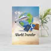 Wereldreiziger, verpakt en klaar om mee te gaan kaart (Staand voorkant)