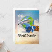 Wereldreiziger, verpakt en klaar om mee te gaan kaart (Voorkant / Achterkant in situ)