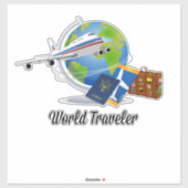 Wereldreiziger, vliegtuig, koffer, paspoort.. st sticker (Vel)