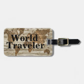  wereldreiziger voor Wereldkaart en naam Bagagelabel (Voorkant horizontaal)