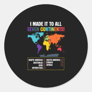 Wereldreiziger Zeven Continenten Club Wereldkaart Ronde Sticker