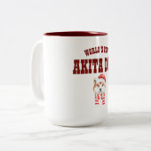 Werelds Beste AKITA HOND PAPA - Schattige illustra Tweekleurige Koffiemok (Voorkant links)
