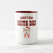 Werelds Beste AKITA HOND PAPA - Schattige illustra Tweekleurige Koffiemok (Center)