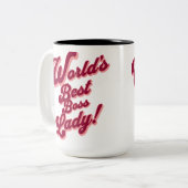 'Werelds beste baas dame' Tweekleurige Koffiemok (Voorkant links)