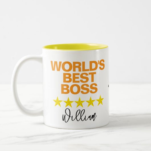 Werelds Beste Baas Mok | Aangepaste Naam Initiaal (Links)