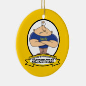 WERELDS BESTE BEWAKER MANNEN CARTOON KERAMISCH ORNAMENT (Rechts)