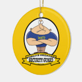 WERELDS BESTE BEWAKER MANNEN CARTOON KERAMISCH ORNAMENT (Links)