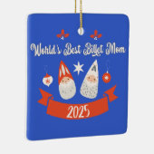 Werelds Beste Billet Moeder Kerstmis op Maat Keramisch Ornament (Rechts)