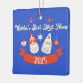 Werelds Beste Billet Moeder Kerstmis op Maat Keramisch Ornament (Links)