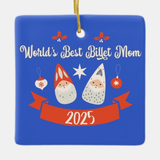 Werelds Beste Billet Moeder Kerstmis op Maat Keramisch Ornament (Voorkant)