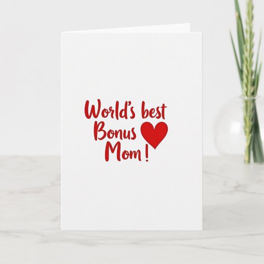 Werelds Beste Bonus Moeder Hart Glitter Kaart (Voorkant)