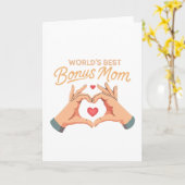 Werelds Beste Bonus Moeder Stiefmoeder | Hart Hand Kaart (Gele Bloem)