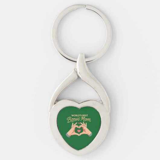 Werelds Beste Bonus Moeder Stiefmoeder | Hart Hand Sleutelhanger (Voorkant)