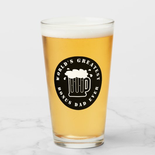 Werelds Beste Bonus Vader Ooit bierglas cadeau Glas (Voorkant gevuld)