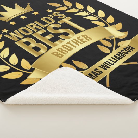 Werelds Beste Broer Goud en Zwart Modern Sherpa Deken (3/4)