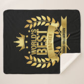 Werelds Beste Broer Goud en Zwart Modern Sherpa Deken (Voorkant (horizontaal))