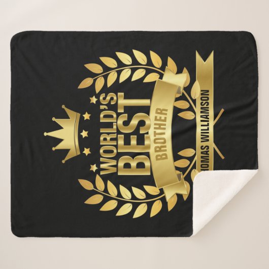 Werelds Beste Broer Goud en Zwart Modern Sherpa Deken (Voorkant (horizontaal))