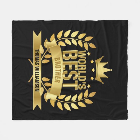 Werelds Beste Broer Zwart en Goud Fun Fleece Deken (Voorkant (Horizontaal))