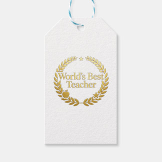 Werelds Beste Docent Gouden Lauwerkrans Muurklok Cadeaulabel
