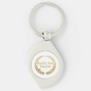 Werelds Beste Docent Gouden Lauwerkrans Muurklok Sleutelhanger