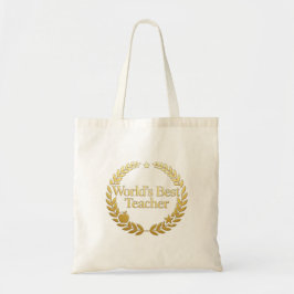 Werelds Beste Docent Gouden Lauwerkrans Muurklok Tote Bag