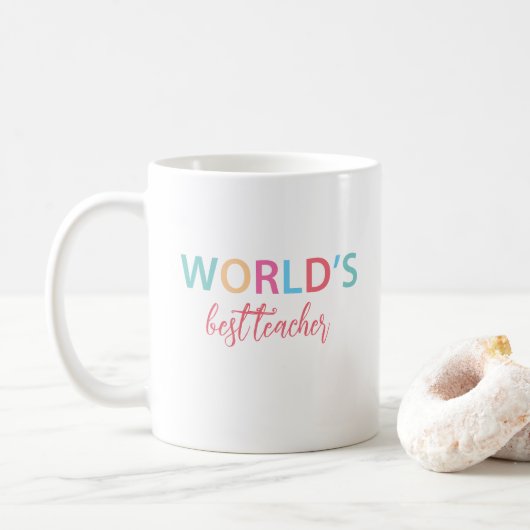 Werelds Beste Docent Kleurrijke Mok (Met donut)