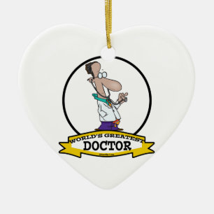 WERELDS BESTE DOKTER MANNEN CARTOON KERAMISCH ORNAMENT
