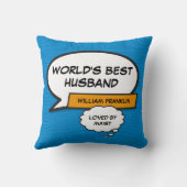 Werelds Beste Echtgenoot Cool Fun Comic Blauw Kussen (Achterkant)