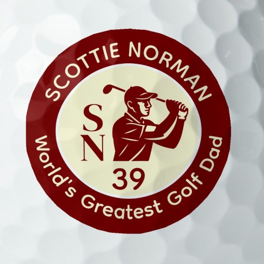 'Werelds Beste Golf Vader' diep-rode logo Golfballen