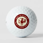 'Werelds Beste Golf Vader' diep-rode logo Golfballen (Voorkant)