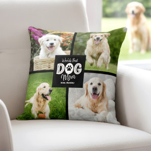 Werelds Beste Hond Moeder 4 Foto Zwart Wit Aangepa Kussen