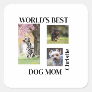 Werelds Beste Hond Moeder Aangepaste Naam Cadeau Vierkante Sticker
