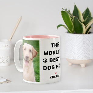 Werelds Beste Hond Moeder Foto Pootafdruk Tweekleurige Koffiemok