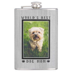 Werelds Beste Hond Moeder Pootafdrukken Foto Rusti Heupfles