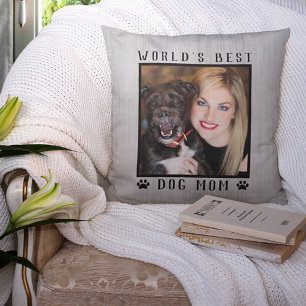 Werelds Beste Hond Moeder Pootafdrukken Foto Rusti Kussen