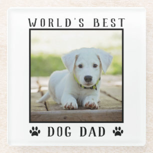 Werelds Beste Hond Papa Pootafdrukken Fotolijstje  Glazen Onderzetter