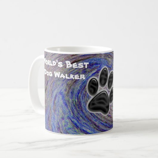 Werelds Beste Hond Walker Blauwe Spiraal Puppy Paw Koffiemok (Voorkant links)
