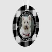WERELDS BESTE HOND Zwart Wit Buffalo Check Naam Ornament (voorkant)