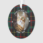 WERELDS BESTE KAT Gestreept Naam Jaar Ornament (voorkant)