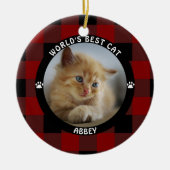 WERELDS BESTE KAT Rode Buffalo Check Persoonlijk g Keramisch Ornament (Voorkant)