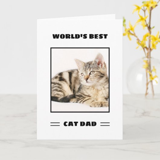 Werelds Beste Kat Vader Aangepaste Foto Gepersonal Kaart (Gele Bloem)