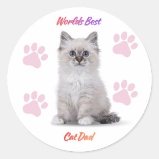 Werelds Beste Kat Vader Elegant Eenvoudig Foto Ronde Sticker