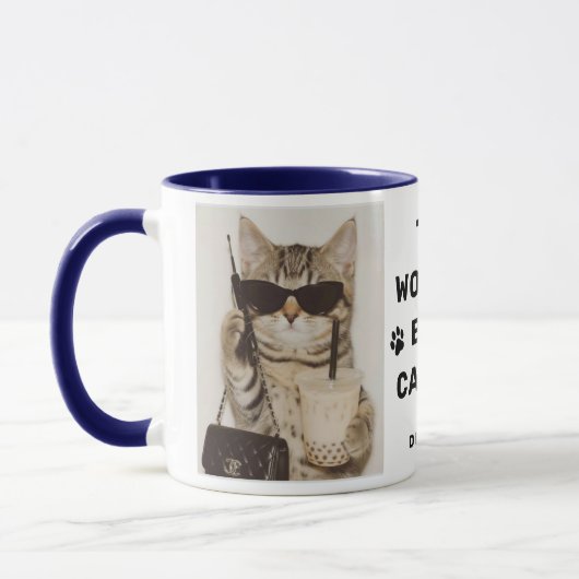 Werelds Beste Kat Vader Foto Navy Mok (Links)