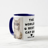 Werelds Beste Kat Vader Foto Navy Mok (Voorkant links)