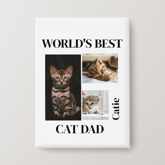 Werelds Beste Kattenpapa Cadeau met Naam Button (Voorkant)