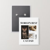 Werelds Beste Kattenpapa Cadeau met Naam Button (Voorkant / Achterkant)