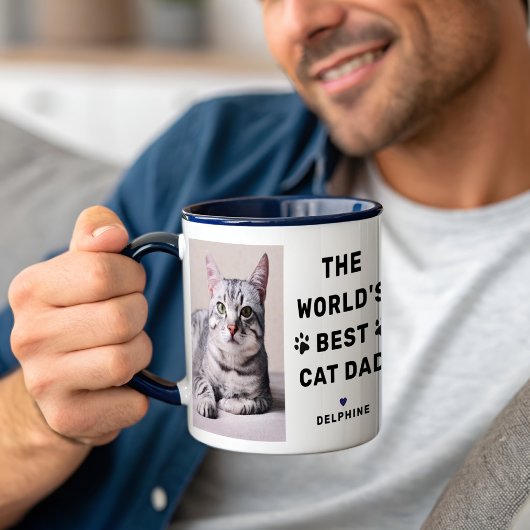 Werelds Beste KattenPapa Foto Navy Mok